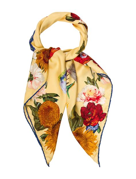 gucci scarf peony floral fruit|Gucci silk blend scarves.